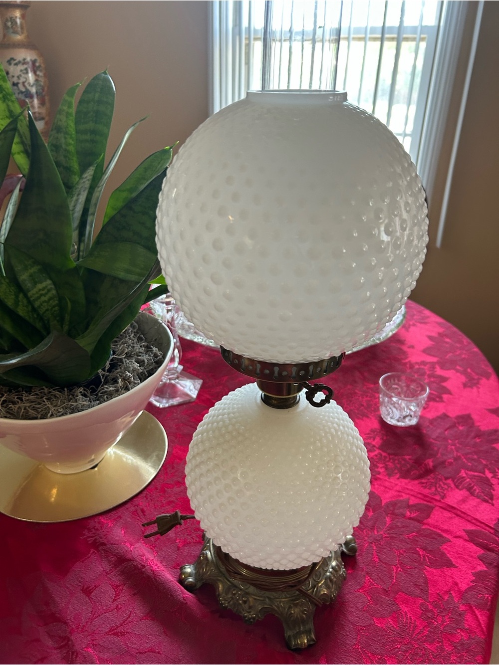 Classic White Hobnail Glass Lantern Lamp - Home Accents